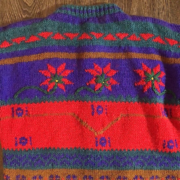 Vintage Handmade in Nepal 100% Wool Cardigan - Picture 13 of 15